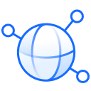 Connect logo of a globe with spoke like lines and circles