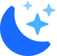 Crescent moon and stars dark mode icon