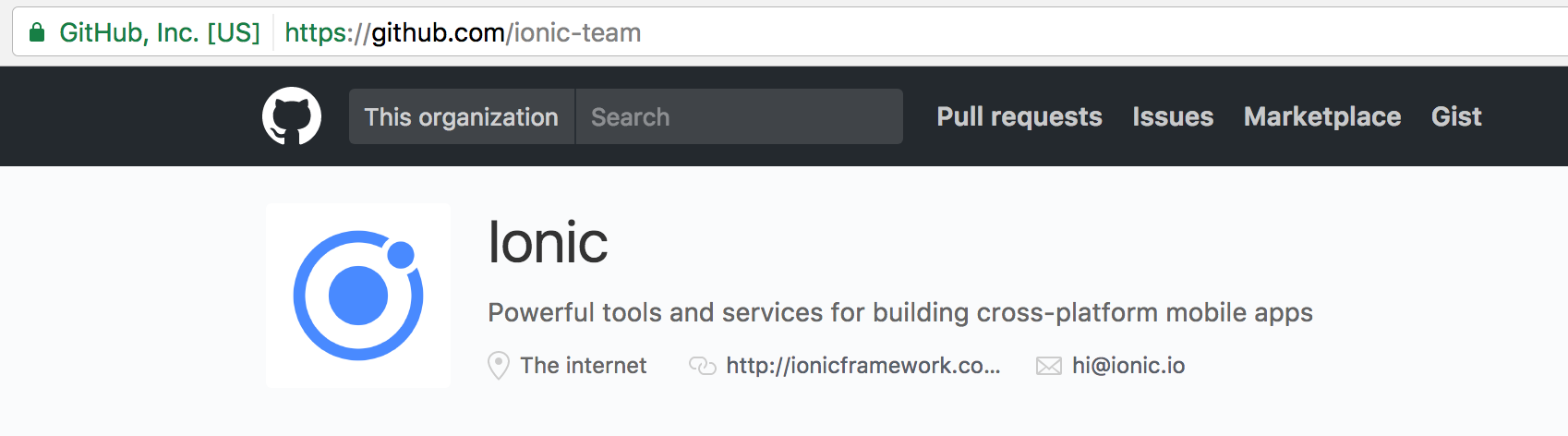 New org name on Github is ionic-team