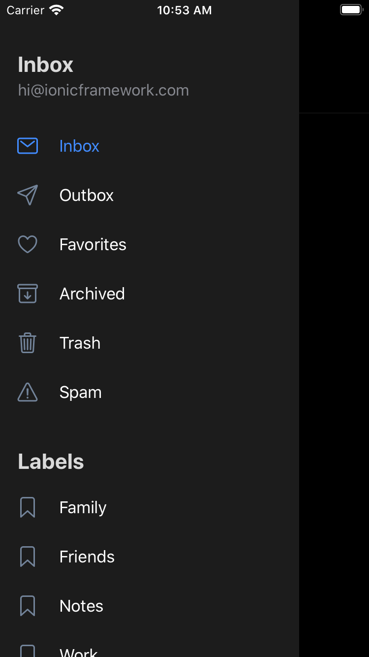 menu starter dark mode