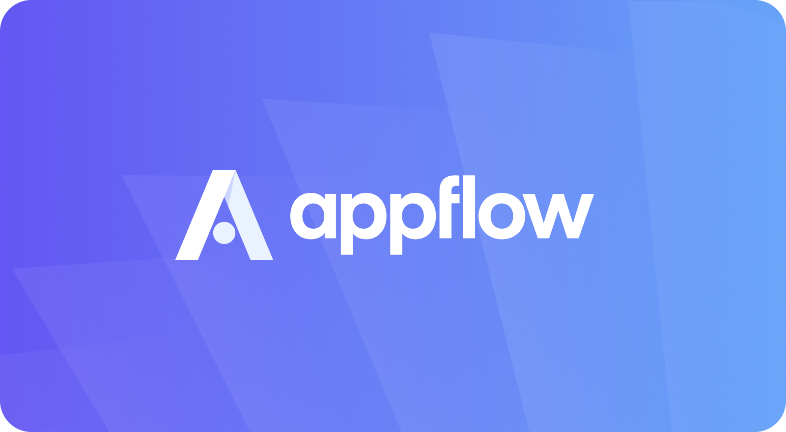 Purple background and white letters that say Appflow. Appflow is Ionic's powerful cloud services to help you build, publish, and update your apps over time