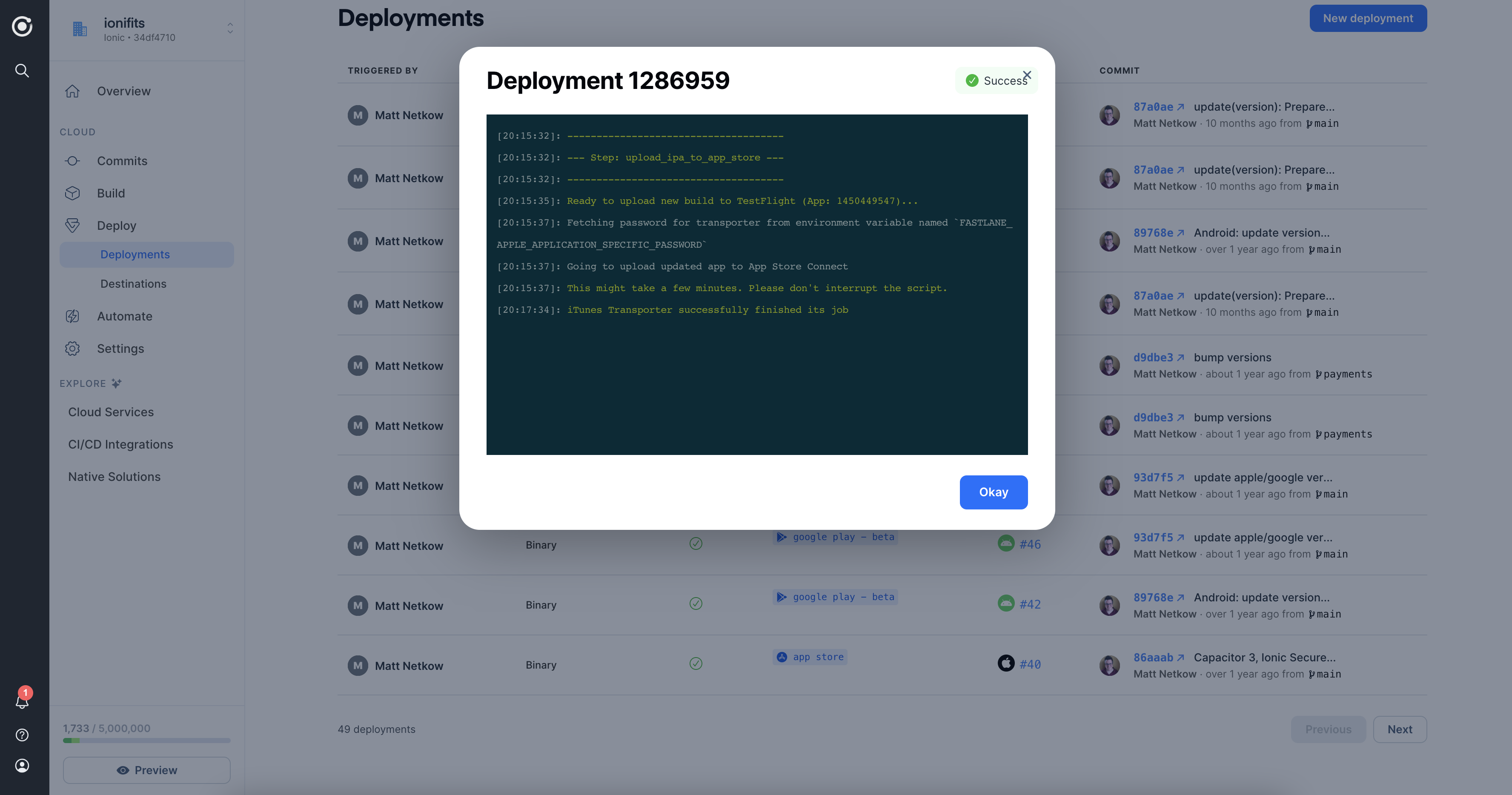 Appflow-deployment-logs