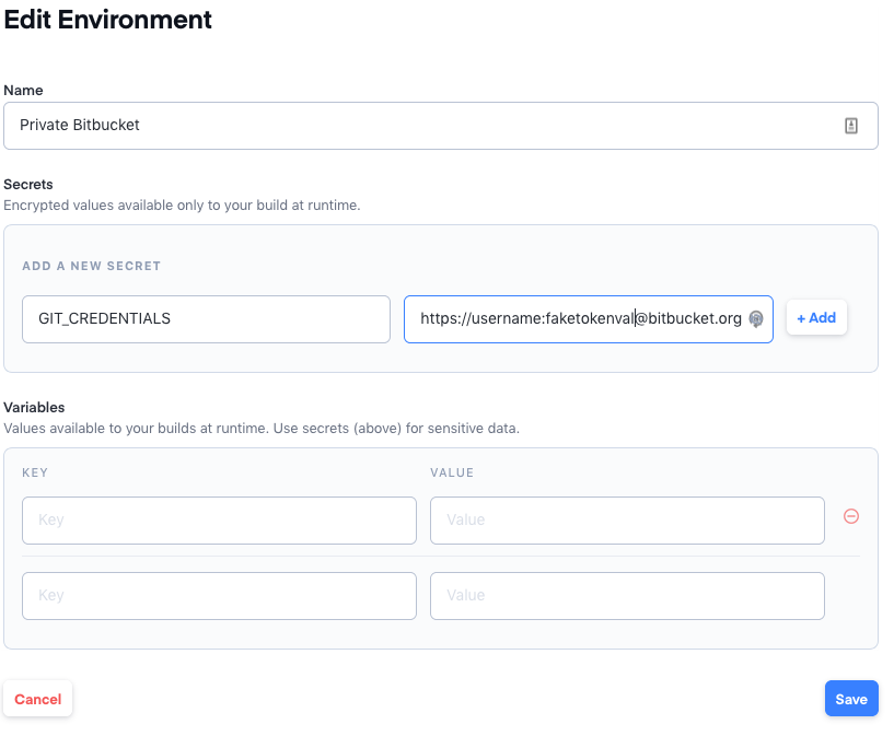 Git credentials token secret