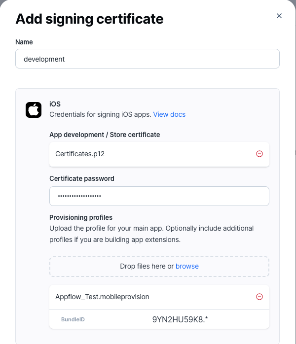 Add iOS cert