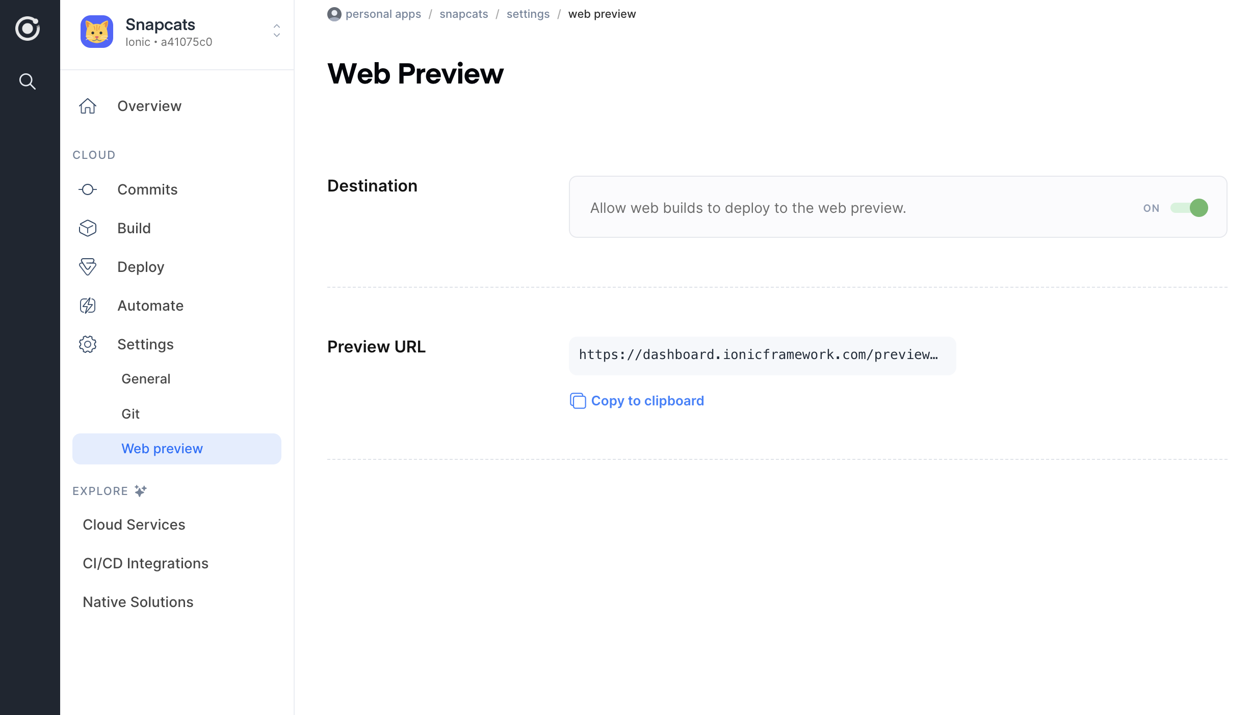 Web Preview Settings